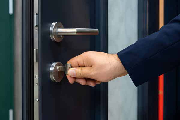Commercial Locksmith technician at work